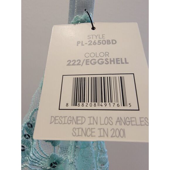 NWT Spree Aqua Teal Babydoll Lingerie w/ Embroidered Top & Bow, Size XL - Picture 6 of 7